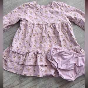 Burt's Bees Baby Pink Floral Dress and Bloomer Set